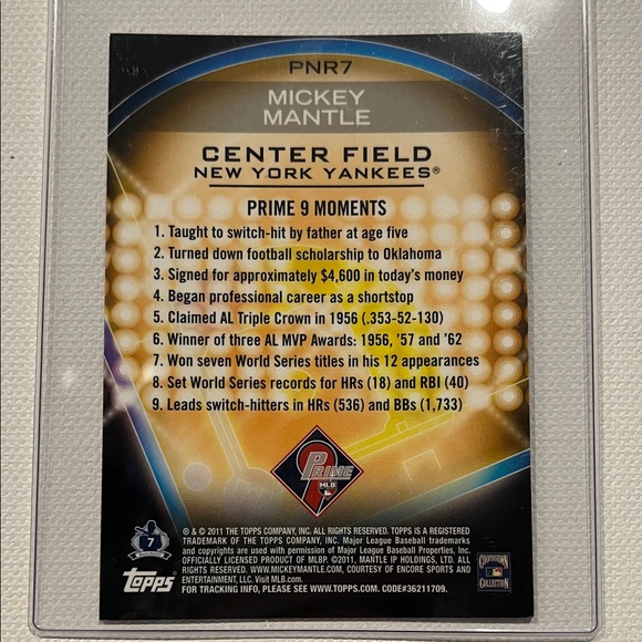 2011 Topps Prime Nine Refractors - Sandy Koufax, Hank Aaron & Mickey Mantle - Picture 7 of 7